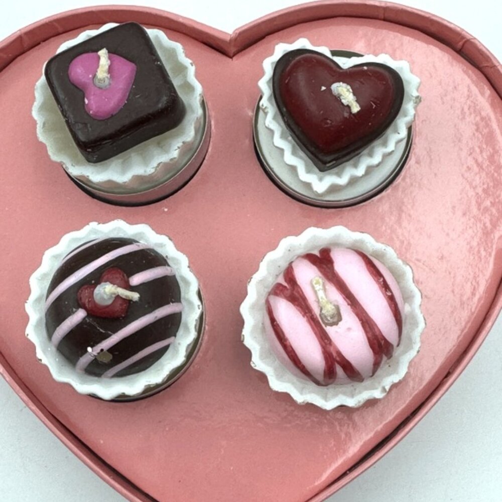 Valentine's Truffle Bon Bon Candles Decor Set White Barn Tealight Gift Boxed